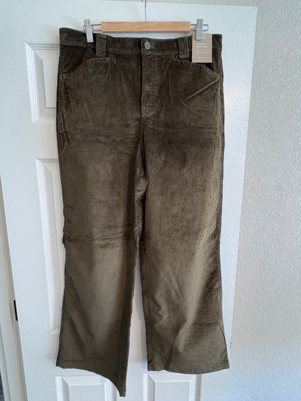 NWT Madewell Emmett Wide Leg Corduroy Pants Size 32